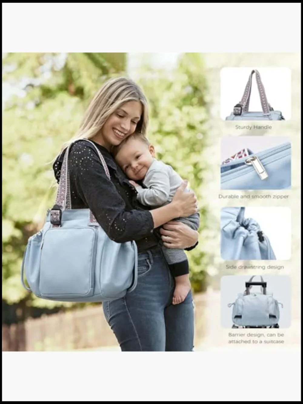 Convertible Backpack Tote 15 Pockets Large Capacity Travel Diaper Bag Work